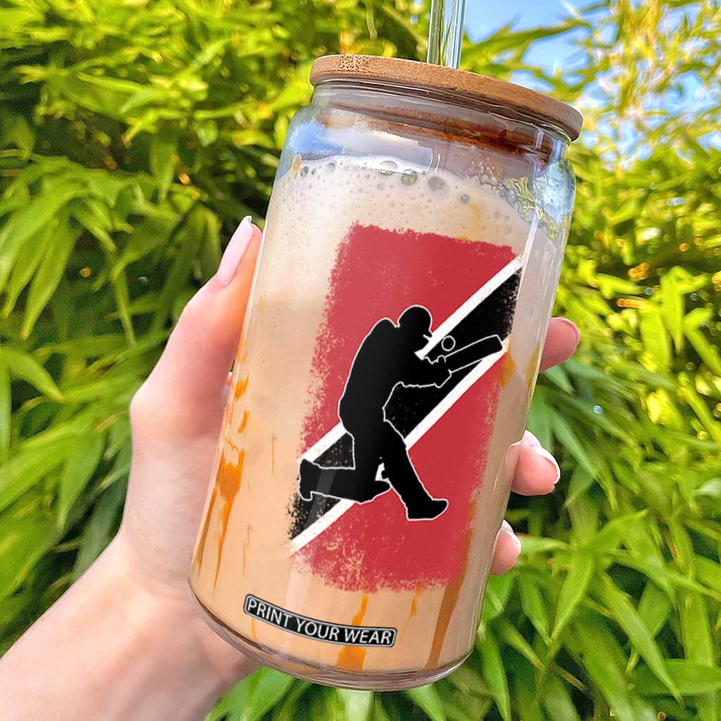 Trinidad and Tobago Cricket Glass Can Retro Vintage Sport Trini Trinidadian Flag Cricket Fan TS10 Black Print Your Wear