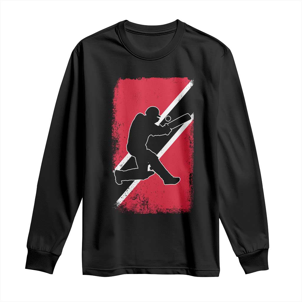 Trinidad and Tobago Cricket Long Sleeve Shirt Retro Vintage Sport Trini Trinidadian Flag Cricket Fan TS10 Black Print Your Wear