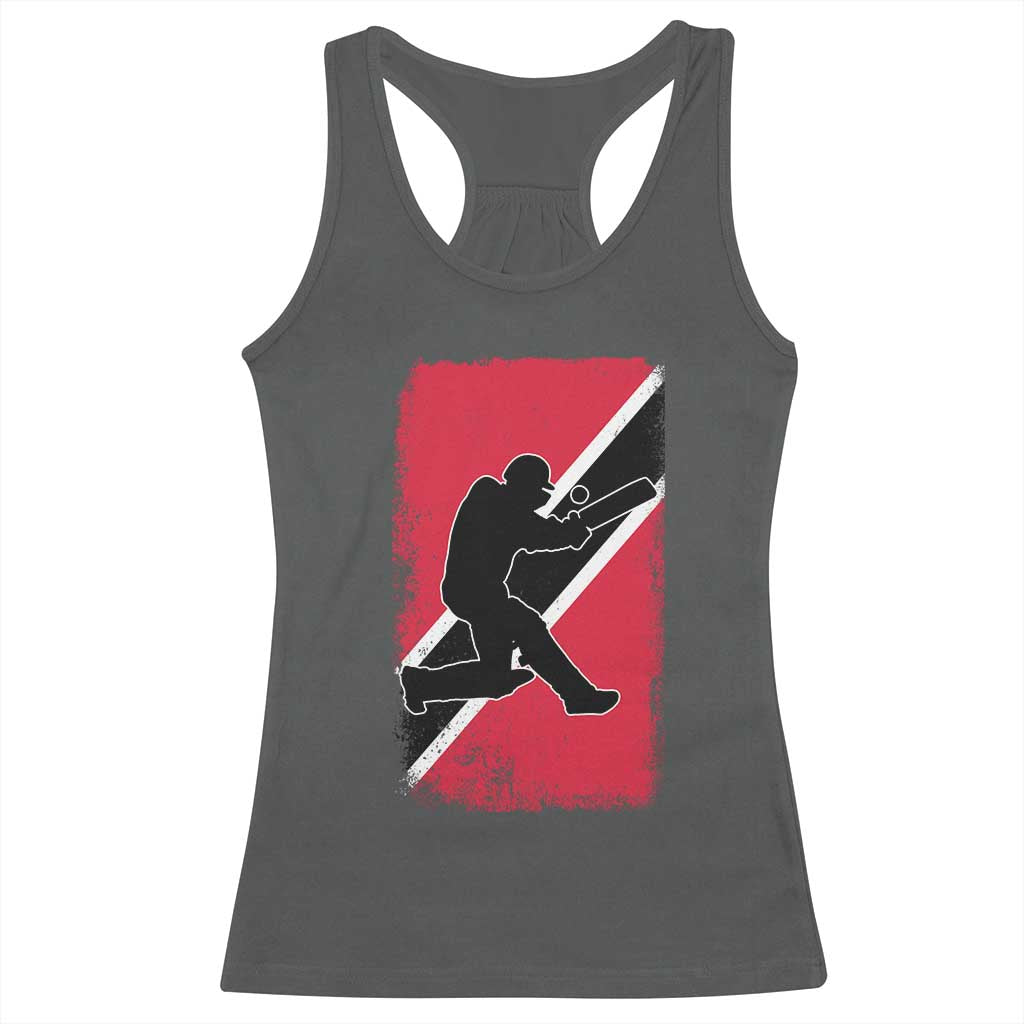 Trinidad and Tobago Cricket Racerback Tank Top Retro Vintage Sport Trini Trinidadian Flag Cricket Fan TS10 Dark Heather Print Your Wear