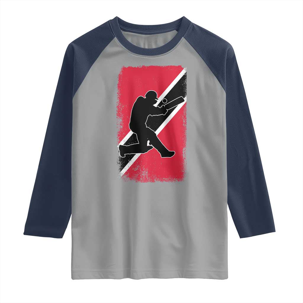 Trinidad and Tobago Cricket Raglan Shirt Retro Vintage Sport Trini Trinidadian Flag Cricket Fan TS10 Sport Gray Navy Print Your Wear