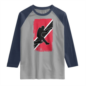 Trinidad and Tobago Cricket Raglan Shirt Retro Vintage Sport Trini Trinidadian Flag Cricket Fan TS10 Sport Gray Navy Print Your Wear
