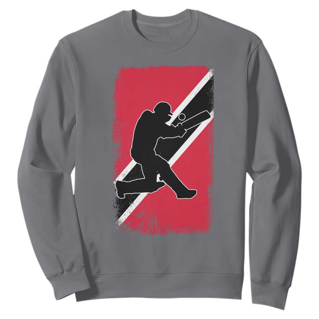 Trinidad and Tobago Cricket Sweatshirt Retro Vintage Sport Trini Trinidadian Flag Cricket Fan TS10 Charcoal Print Your Wear