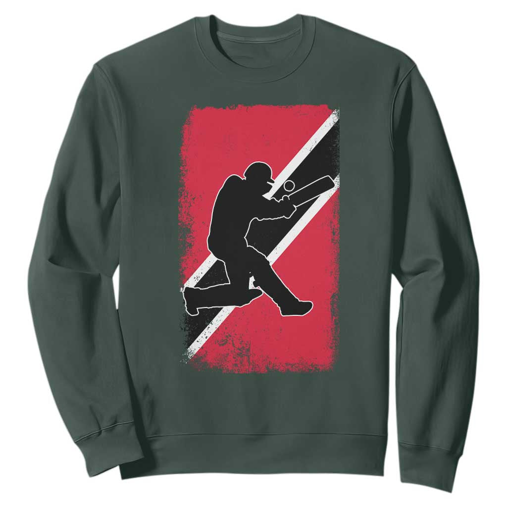 Trinidad and Tobago Cricket Sweatshirt Retro Vintage Sport Trini Trinidadian Flag Cricket Fan TS10 Dark Forest Green Print Your Wear
