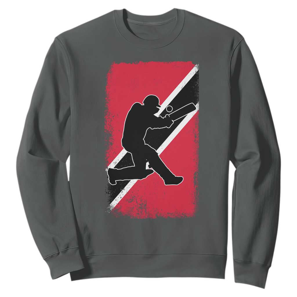 Trinidad and Tobago Cricket Sweatshirt Retro Vintage Sport Trini Trinidadian Flag Cricket Fan TS10 Dark Heather Print Your Wear