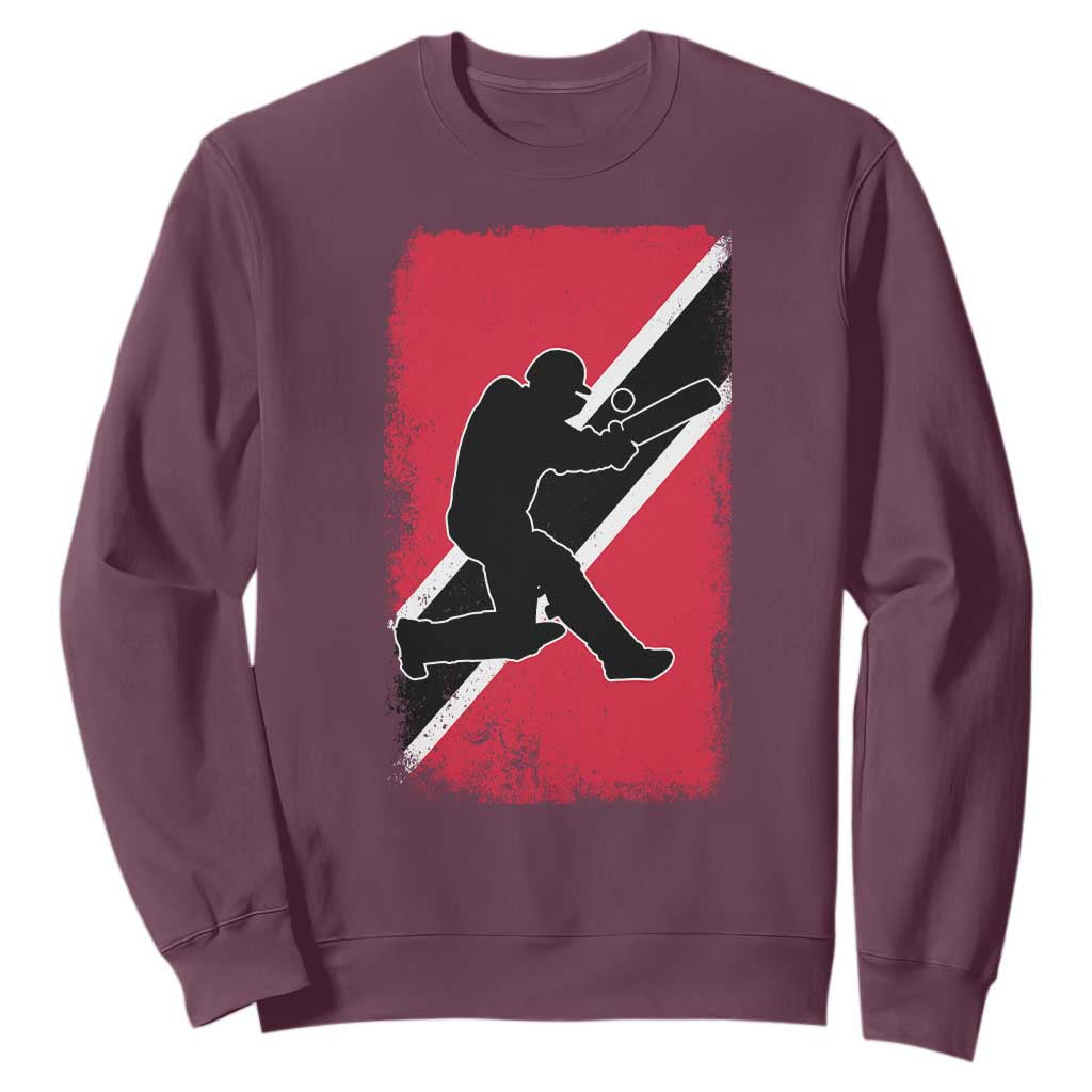 Trinidad and Tobago Cricket Sweatshirt Retro Vintage Sport Trini Trinidadian Flag Cricket Fan TS10 Maroon Print Your Wear