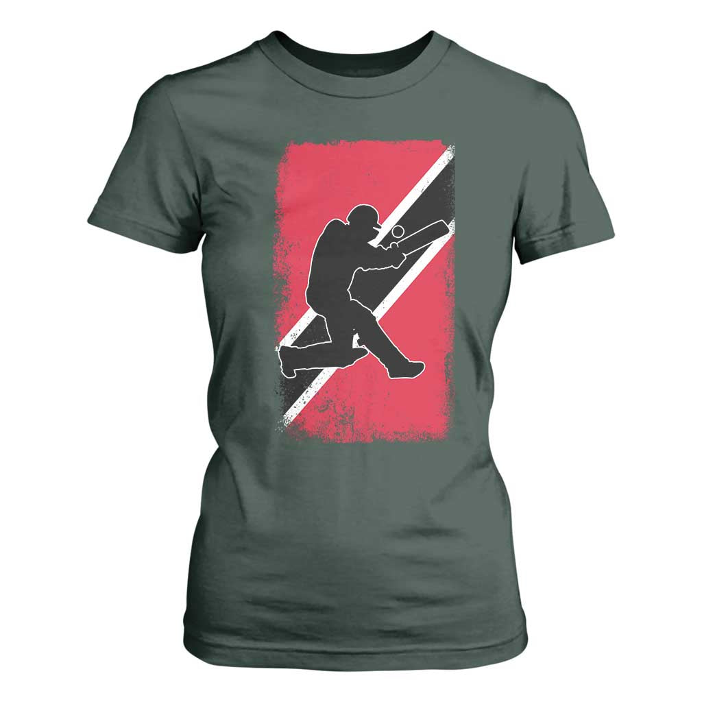 Trinidad and Tobago Cricket T Shirt For Women Retro Vintage Sport Trini Trinidadian Flag Cricket Fan TS10 Dark Forest Green Print Your Wear