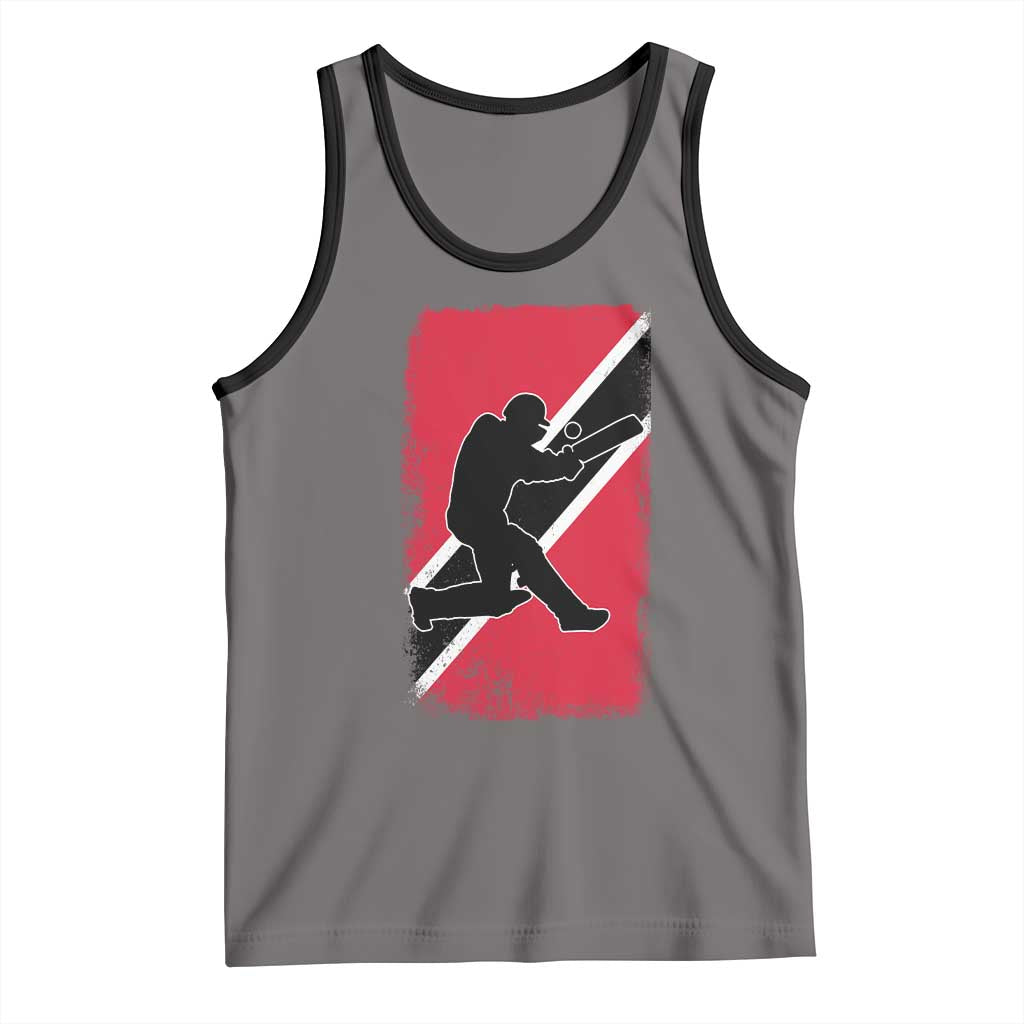 Trinidad and Tobago Cricket Tank Top Retro Vintage Sport Trini Trinidadian Flag Cricket Fan TS10 Deep Heather Black Print Your Wear