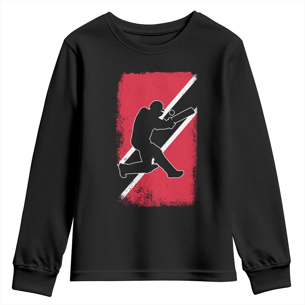 Trinidad and Tobago Cricket Youth Sweatshirt Retro Vintage Sport Trini Trinidadian Flag Cricket Fan TS10 Black Print Your Wear
