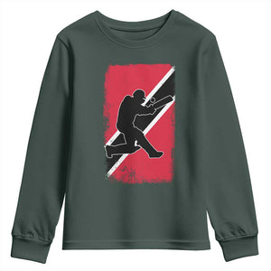Trinidad and Tobago Cricket Youth Sweatshirt Retro Vintage Sport Trini Trinidadian Flag Cricket Fan TS10 Dark Forest Green Print Your Wear