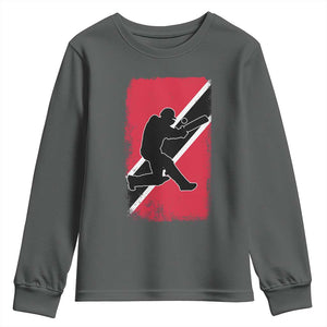 Trinidad and Tobago Cricket Youth Sweatshirt Retro Vintage Sport Trini Trinidadian Flag Cricket Fan TS10 Dark Heather Print Your Wear