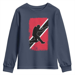 Trinidad and Tobago Cricket Youth Sweatshirt Retro Vintage Sport Trini Trinidadian Flag Cricket Fan TS10 Navy Print Your Wear