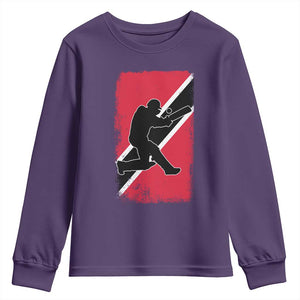 Trinidad and Tobago Cricket Youth Sweatshirt Retro Vintage Sport Trini Trinidadian Flag Cricket Fan TS10 Purple Print Your Wear