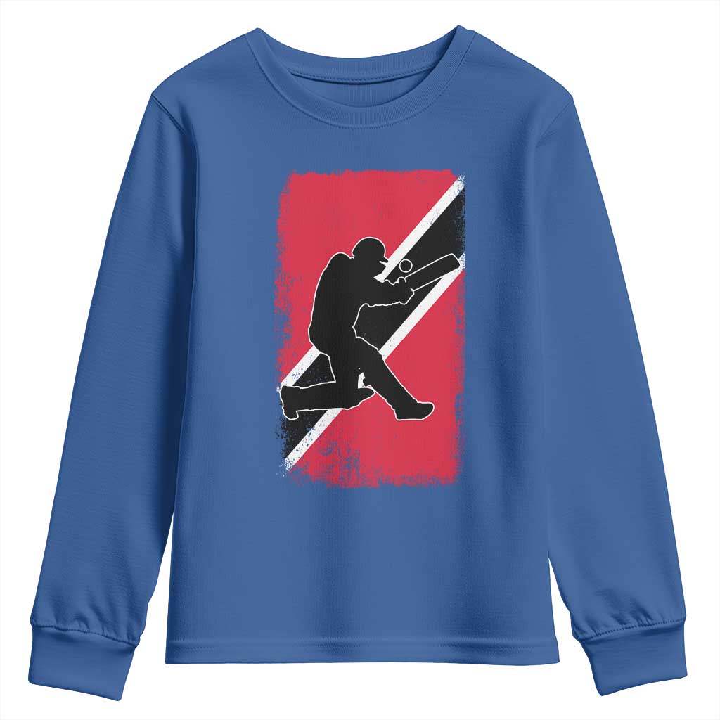 Trinidad and Tobago Cricket Youth Sweatshirt Retro Vintage Sport Trini Trinidadian Flag Cricket Fan TS10 Royal Blue Print Your Wear