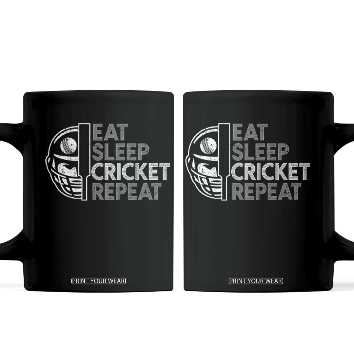 Eat Sleep Cricket Repeat Coffee Mug Retro Vintage Cricket Gifts TS10 Black Print Your Wear