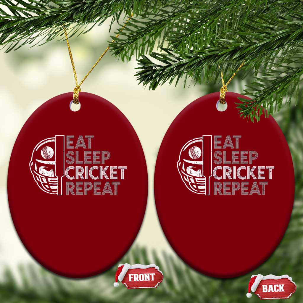 Eat Sleep Cricket Repeat Ceramic Ornament Retro Vintage Cricket Gifts TS10 Print Your Wear