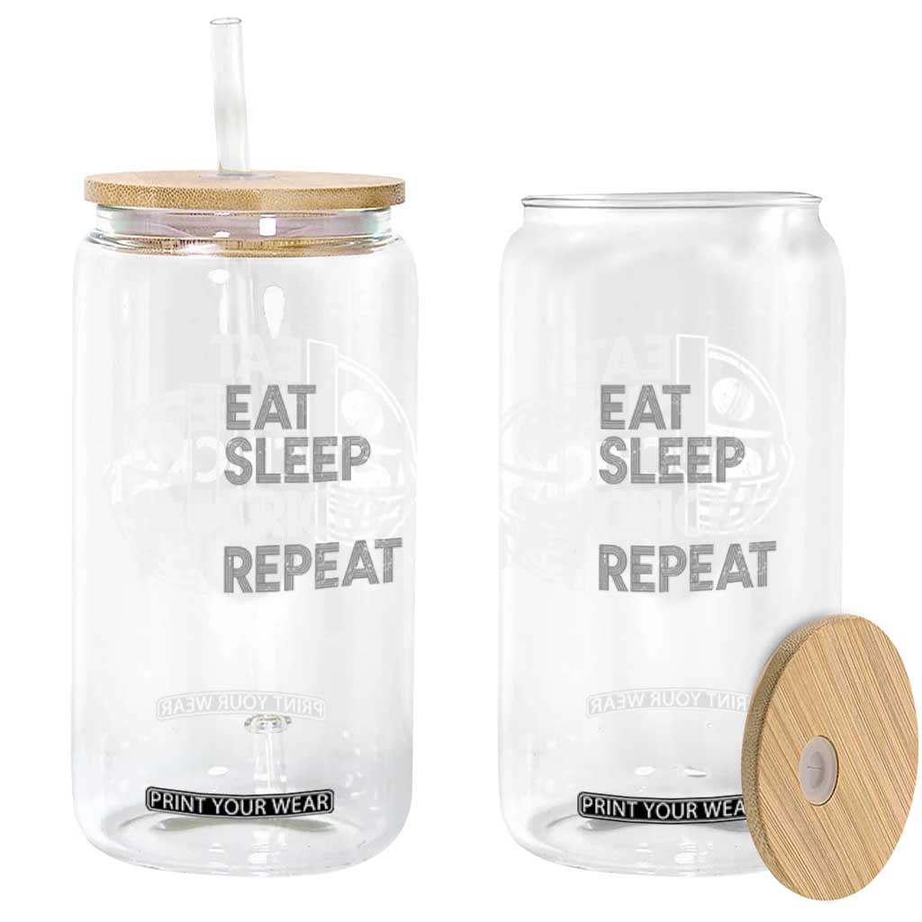Eat Sleep Cricket Repeat Glass Can Retro Vintage Cricket Gifts TS10 Print Your Wear