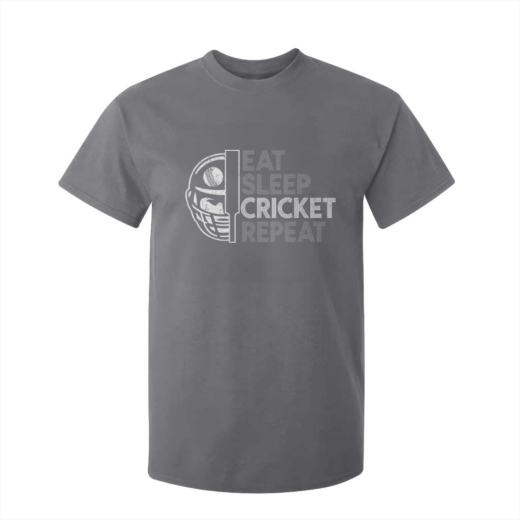 Eat Sleep Cricket Repeat T Shirt For Kid Retro Vintage Cricket Gifts TS10 Charcoal Print Your Wear