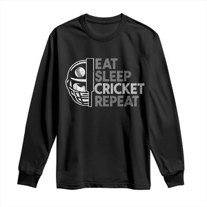Eat Sleep Cricket Repeat Long Sleeve Shirt Retro Vintage Cricket Gifts TS10 Black Print Your Wear