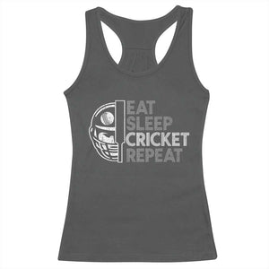 Eat Sleep Cricket Repeat Racerback Tank Top Retro Vintage Cricket Gifts TS10 Dark Heather Print Your Wear