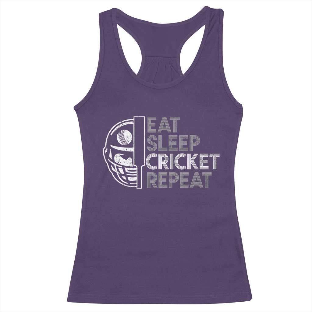 Eat Sleep Cricket Repeat Racerback Tank Top Retro Vintage Cricket Gifts TS10 Purple Print Your Wear