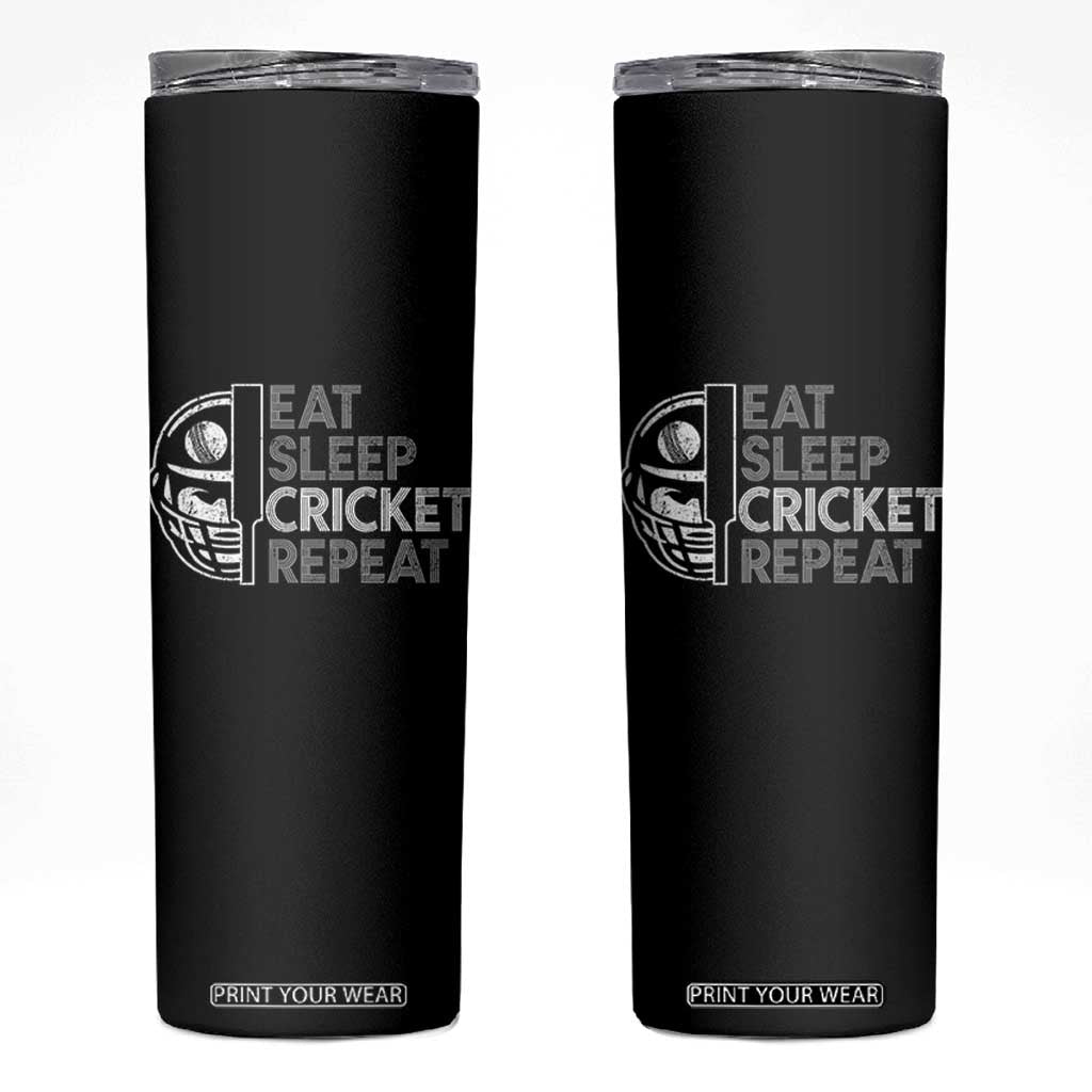 Eat Sleep Cricket Repeat Skinny Tumbler Retro Vintage Cricket Gifts TS10 Black Print Your Wear