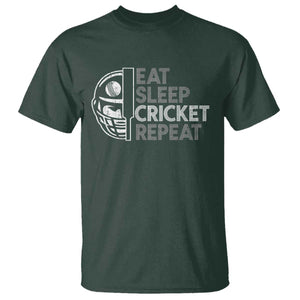 Eat Sleep Cricket Repeat T Shirt Retro Vintage Cricket Gifts TS10 Dark Forest Green Print Your Wear