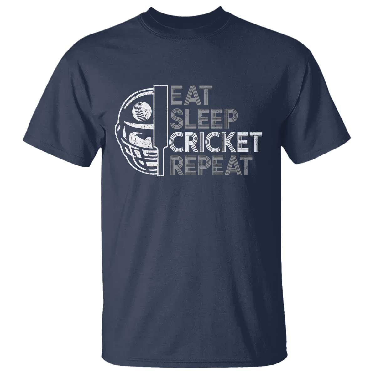 Eat Sleep Cricket Repeat T Shirt Retro Vintage Cricket Gifts TS10 Navy Print Your Wear