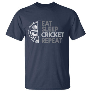 Eat Sleep Cricket Repeat T Shirt Retro Vintage Cricket Gifts TS10 Navy Print Your Wear
