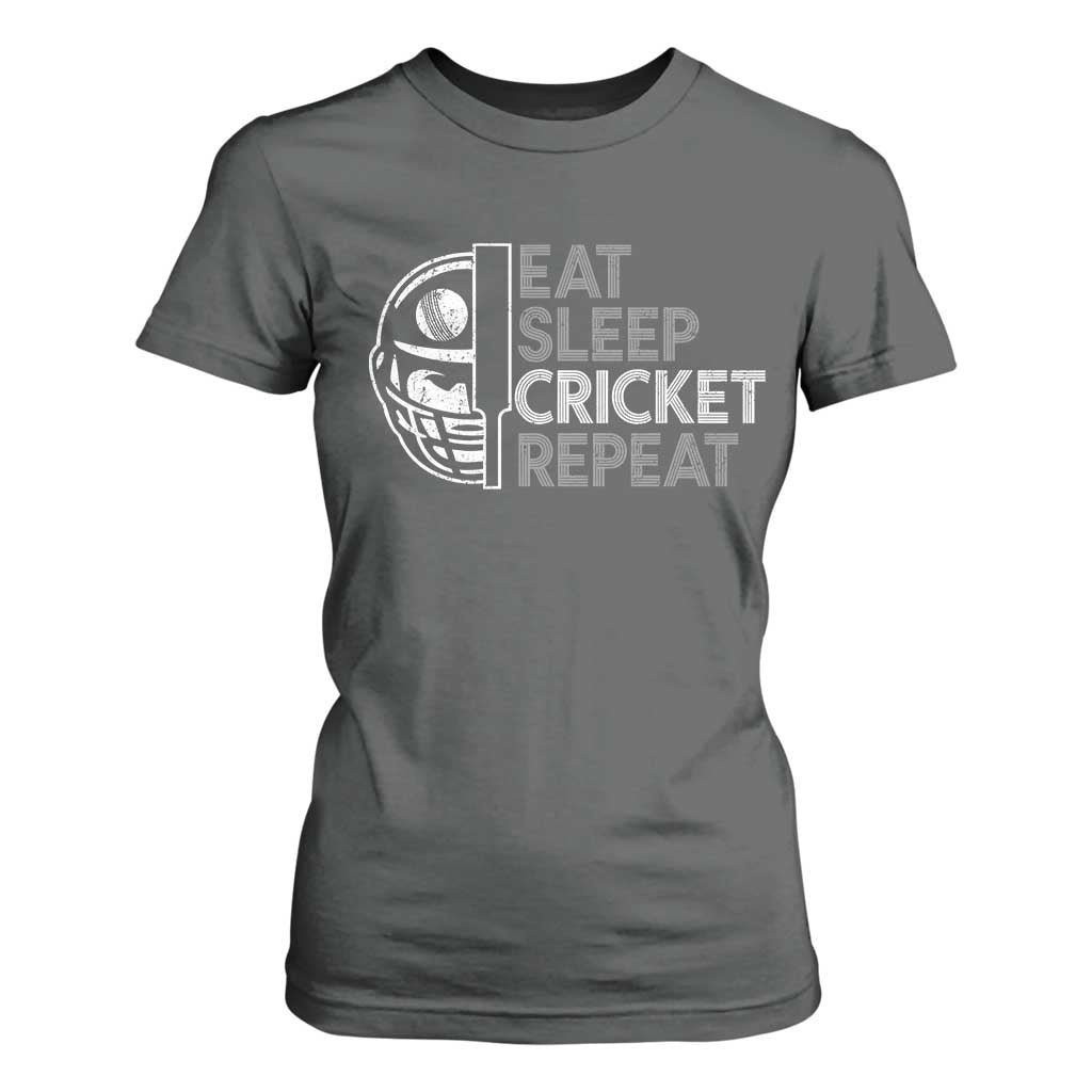 Eat Sleep Cricket Repeat T Shirt For Women Retro Vintage Cricket Gifts TS10 Dark Heather Print Your Wear
