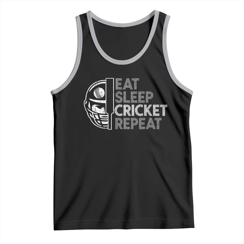 Eat Sleep Cricket Repeat Tank Top Retro Vintage Cricket Gifts TS10 Black Athletic Heather Print Your Wear