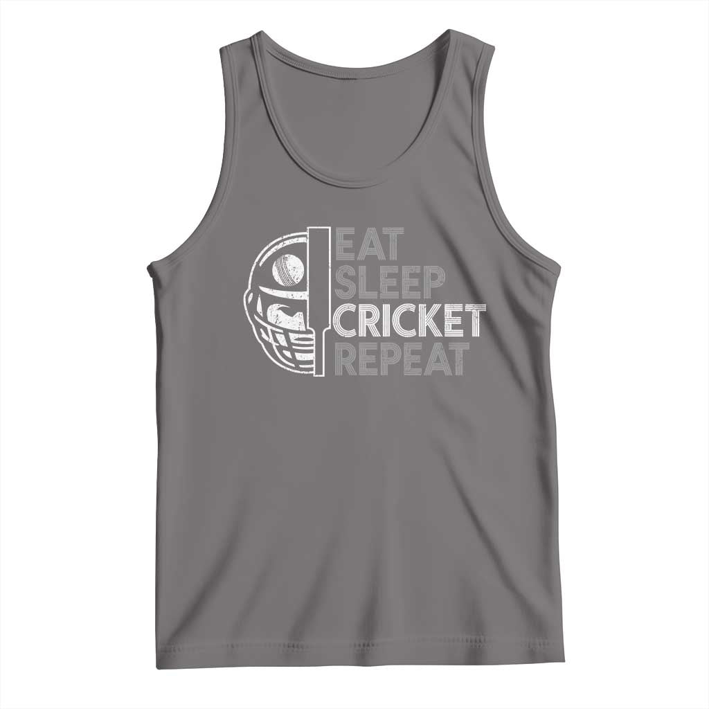 Eat Sleep Cricket Repeat Tank Top Retro Vintage Cricket Gifts TS10 Deep Heather Print Your Wear