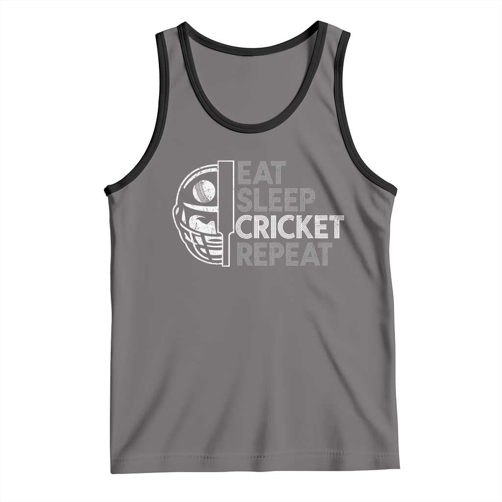 Eat Sleep Cricket Repeat Tank Top Retro Vintage Cricket Gifts TS10 Deep Heather Black Print Your Wear