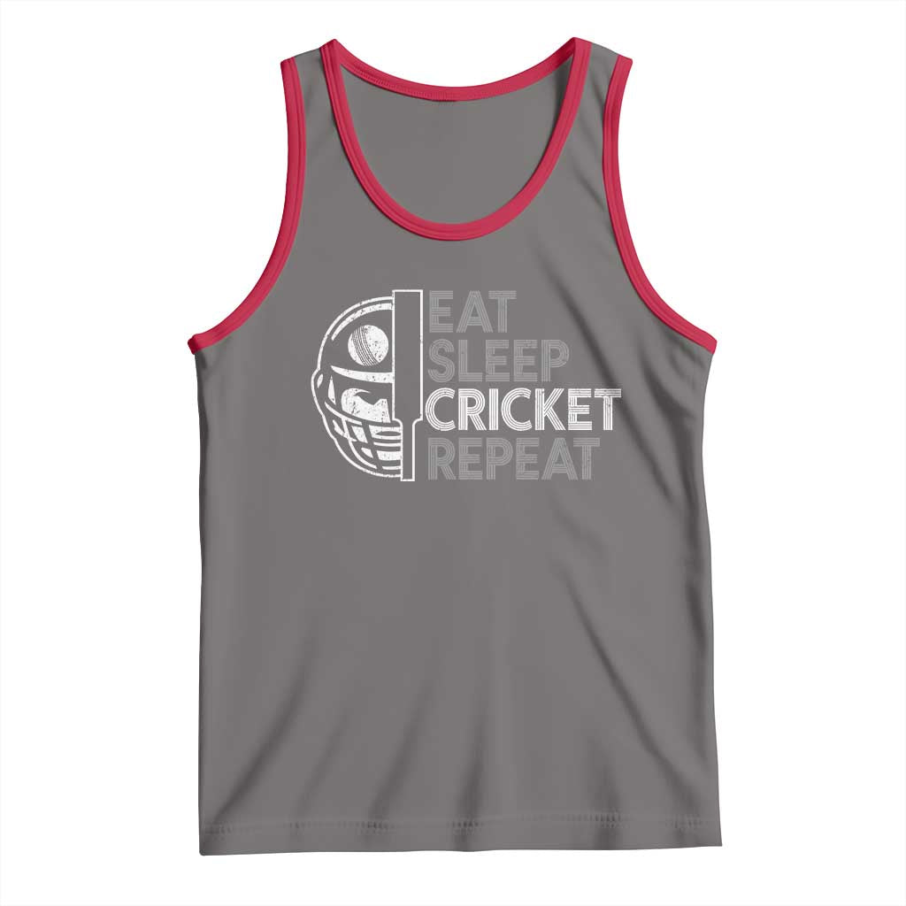 Eat Sleep Cricket Repeat Tank Top Retro Vintage Cricket Gifts TS10 Deep Heather Red Print Your Wear