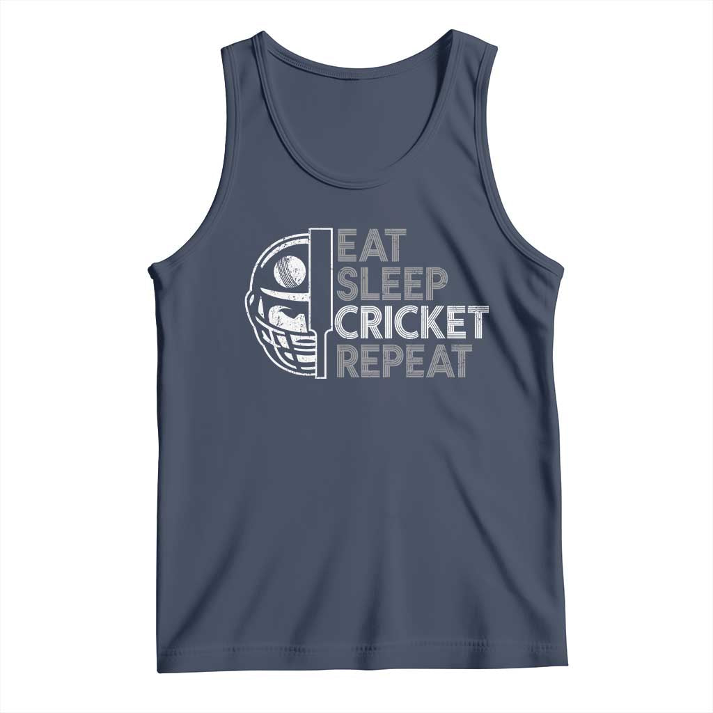 Eat Sleep Cricket Repeat Tank Top Retro Vintage Cricket Gifts TS10 Navy Print Your Wear