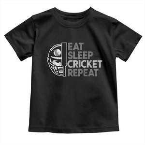 Eat Sleep Cricket Repeat Toddler T Shirt Retro Vintage Cricket Gifts TS10 Black Print Your Wear