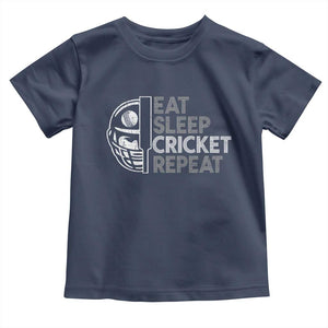 Eat Sleep Cricket Repeat Toddler T Shirt Retro Vintage Cricket Gifts TS10 Navy Print Your Wear
