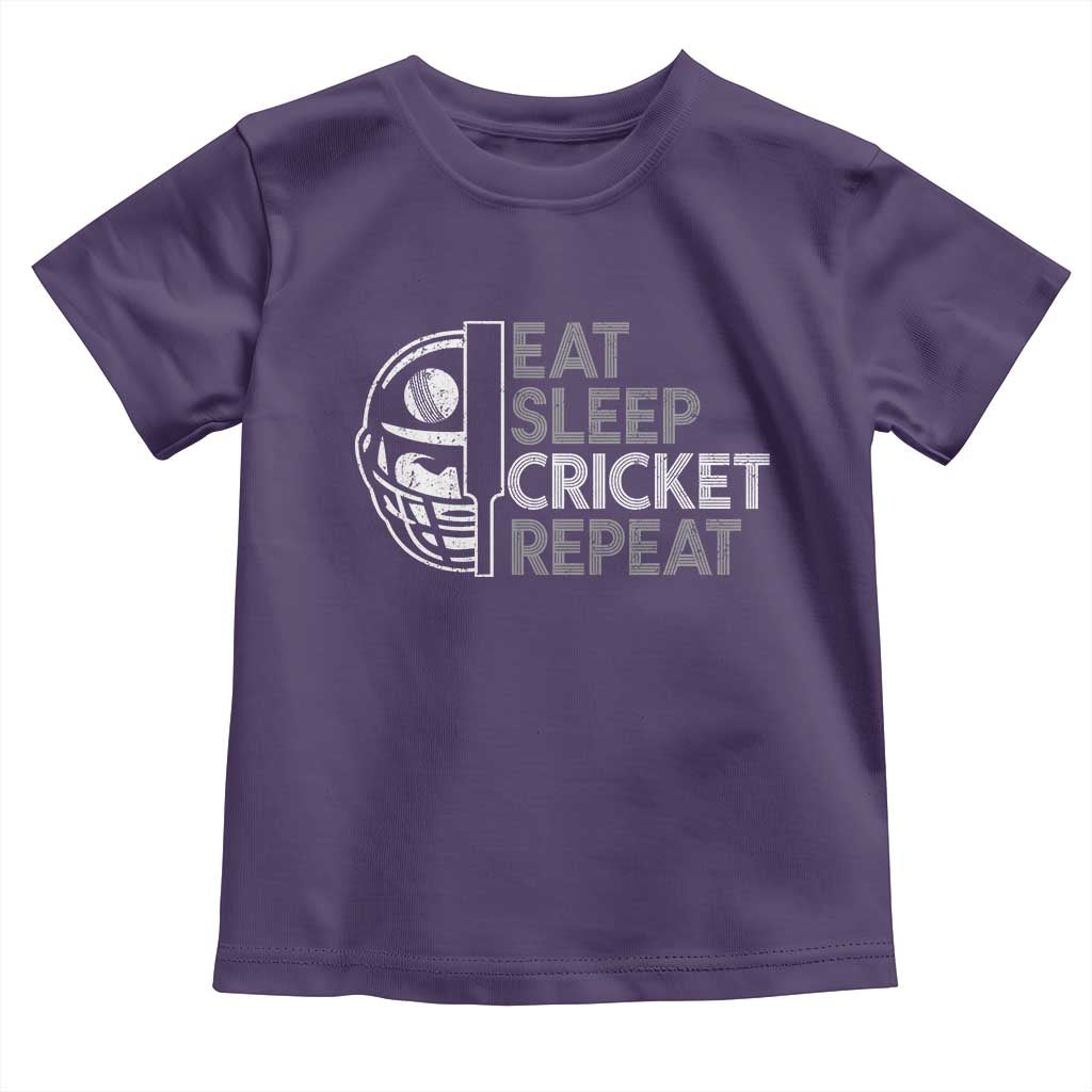 Eat Sleep Cricket Repeat Toddler T Shirt Retro Vintage Cricket Gifts TS10 Purple Print Your Wear
