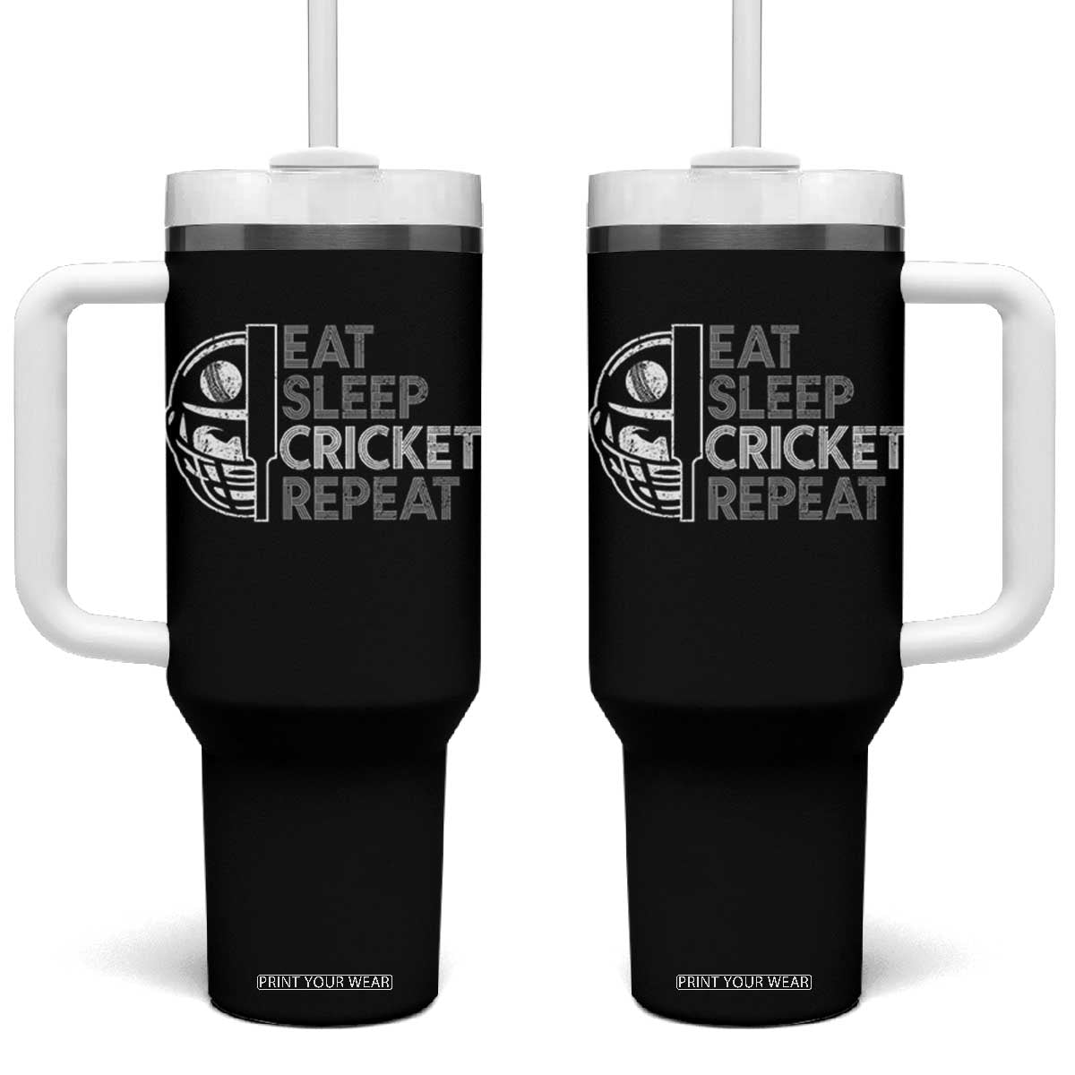 Eat Sleep Cricket Repeat Tumbler With Handle Retro Vintage Cricket Gifts TS10 One Size: 40 oz Black Print Your Wear