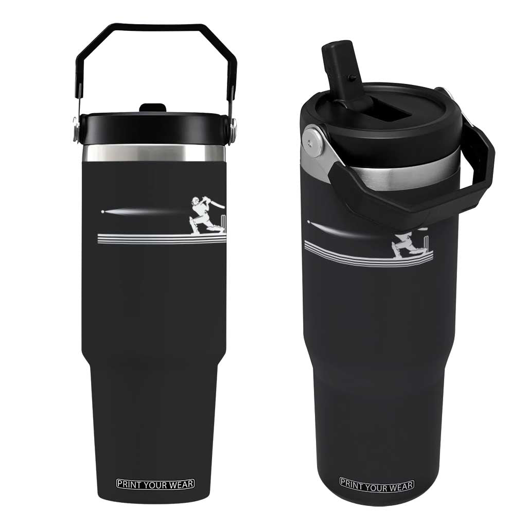Cricket Player Flip Straw Tumbler Powerful Batsman Shot Cricket Gifts TS10 One Size: 30 oz Black Print Your Wear