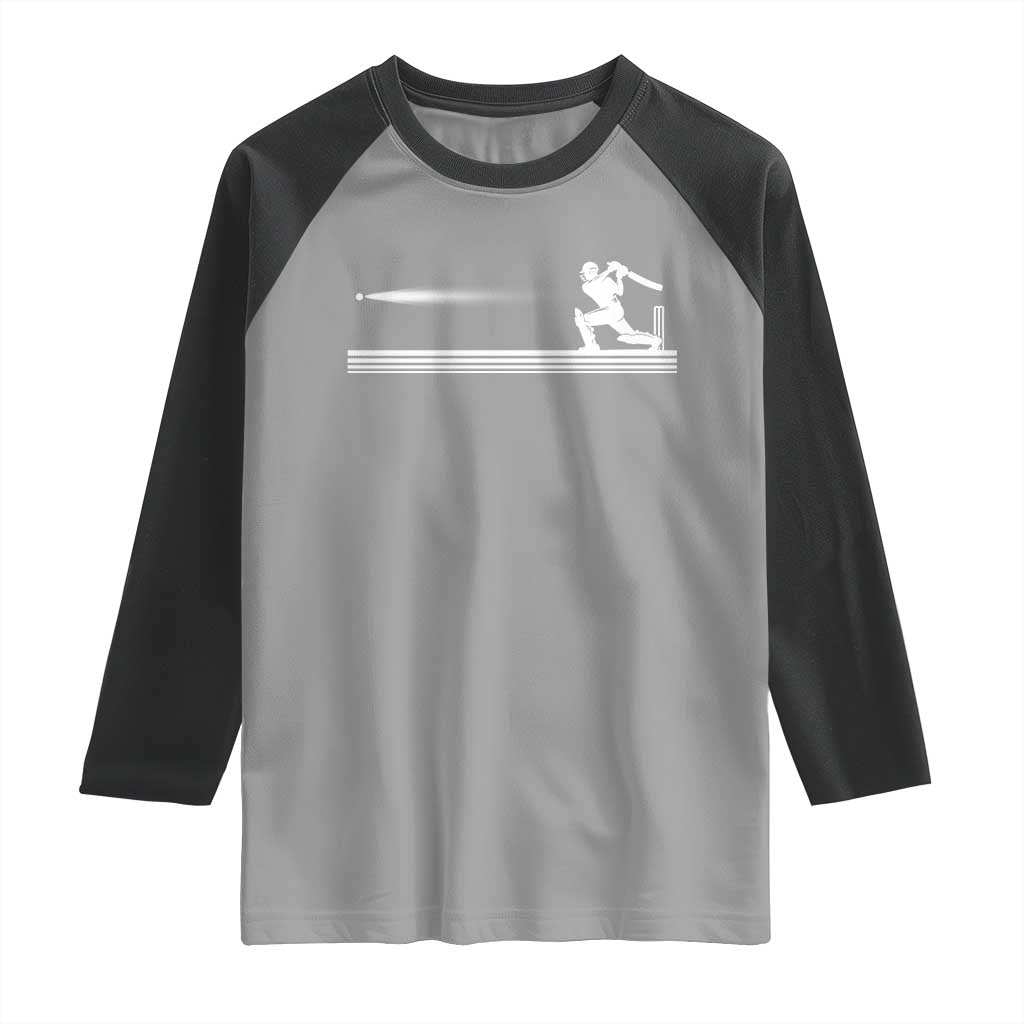 Cricket Player Raglan Shirt Powerful Batsman Shot Cricket Gifts TS10 Sport Gray Black Print Your Wear
