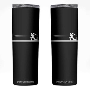 Cricket Player Skinny Tumbler Powerful Batsman Shot Cricket Gifts TS10 Black Print Your Wear