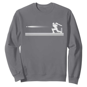 Cricket Player Sweatshirt Powerful Batsman Shot Cricket Gifts TS10 Charcoal Print Your Wear