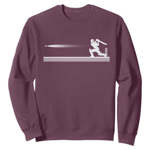 Cricket Player Sweatshirt Powerful Batsman Shot Cricket Gifts TS10 Maroon Print Your Wear