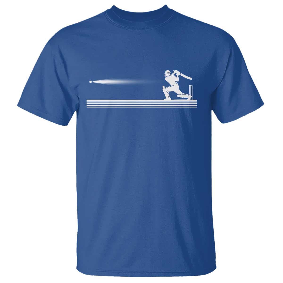 Cricket Player T Shirt Powerful Batsman Shot Cricket Gifts TS10 Royal Blue Print Your Wear