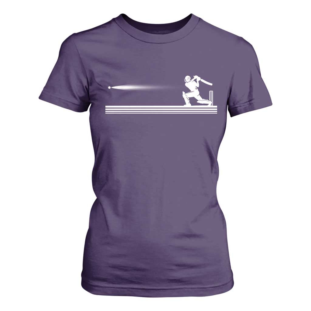 Cricket Player T Shirt For Women Powerful Batsman Shot Cricket Gifts TS10 Purple Print Your Wear