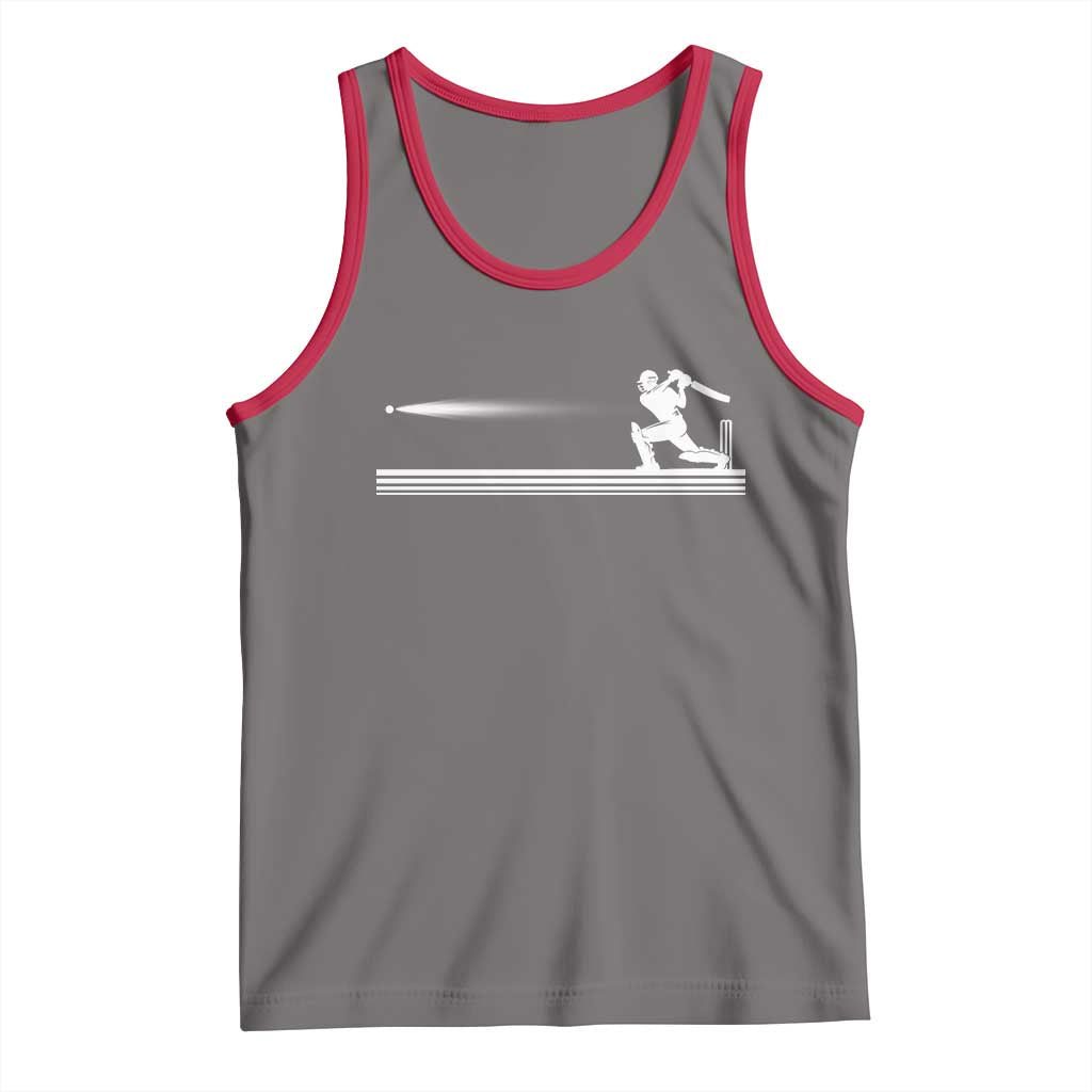 Cricket Player Tank Top Powerful Batsman Shot Cricket Gifts TS10 Deep Heather Red Print Your Wear