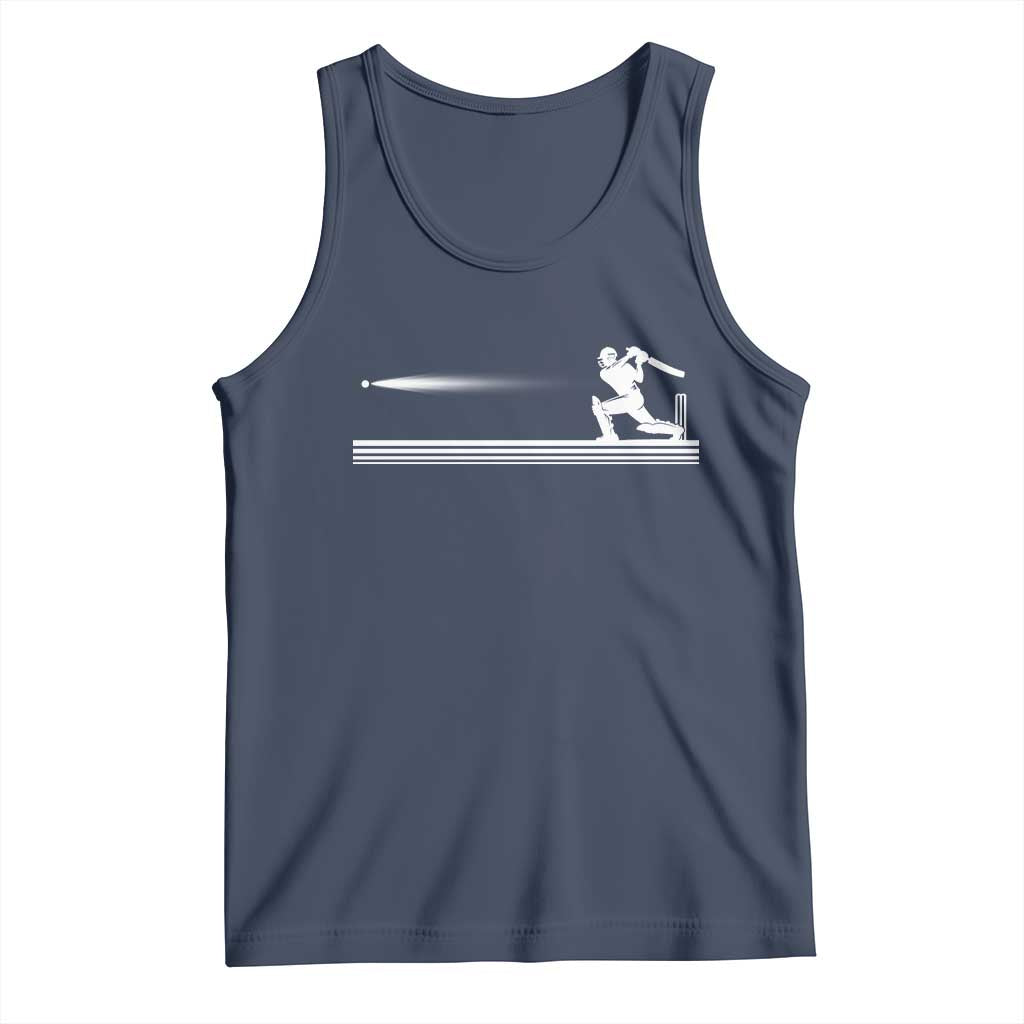 Cricket Player Tank Top Powerful Batsman Shot Cricket Gifts TS10 Navy Print Your Wear