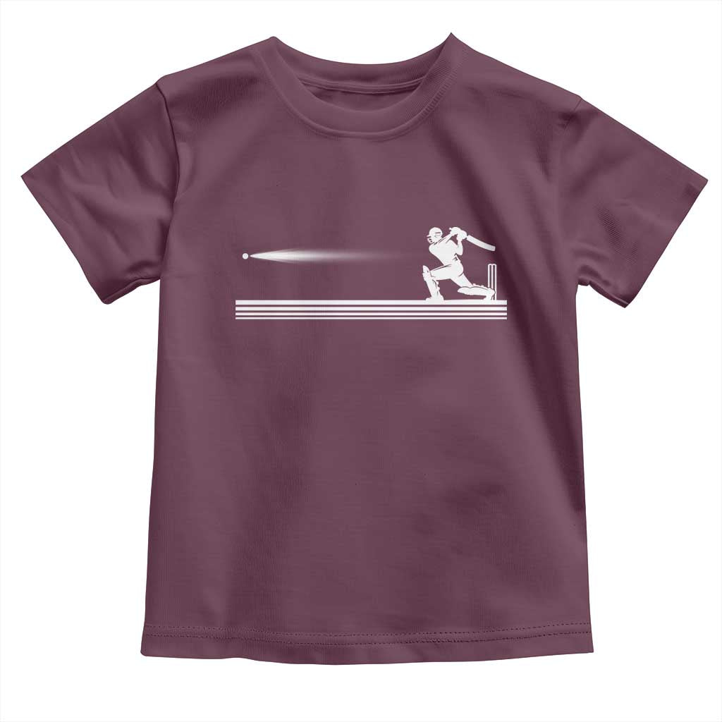 Cricket Player Toddler T Shirt Powerful Batsman Shot Cricket Gifts TS10 Maroon Print Your Wear