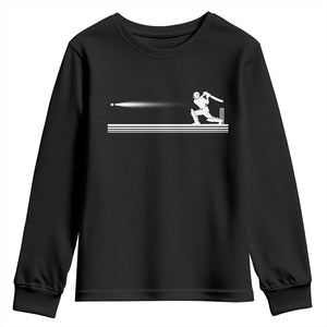 Cricket Player Youth Sweatshirt Powerful Batsman Shot Cricket Gifts TS10 Black Print Your Wear
