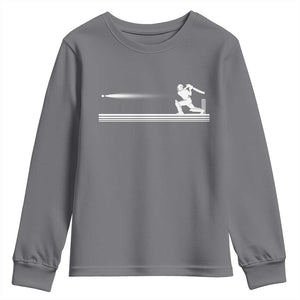 Cricket Player Youth Sweatshirt Powerful Batsman Shot Cricket Gifts TS10 Charcoal Print Your Wear
